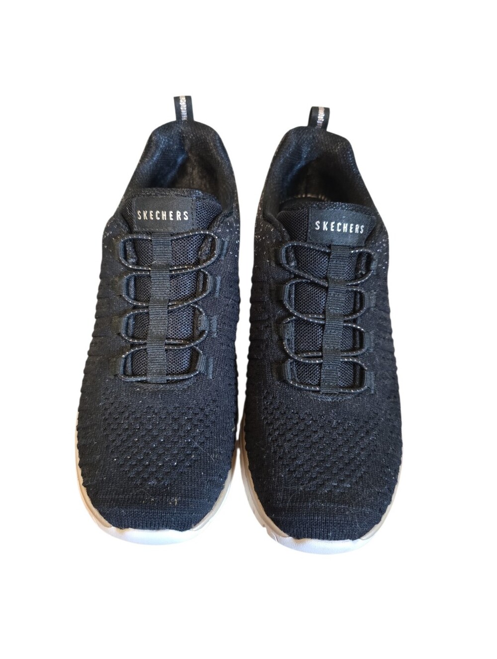 Skechers Black Knit Slip-On Memory Foam Athletic Sneakers  7.5